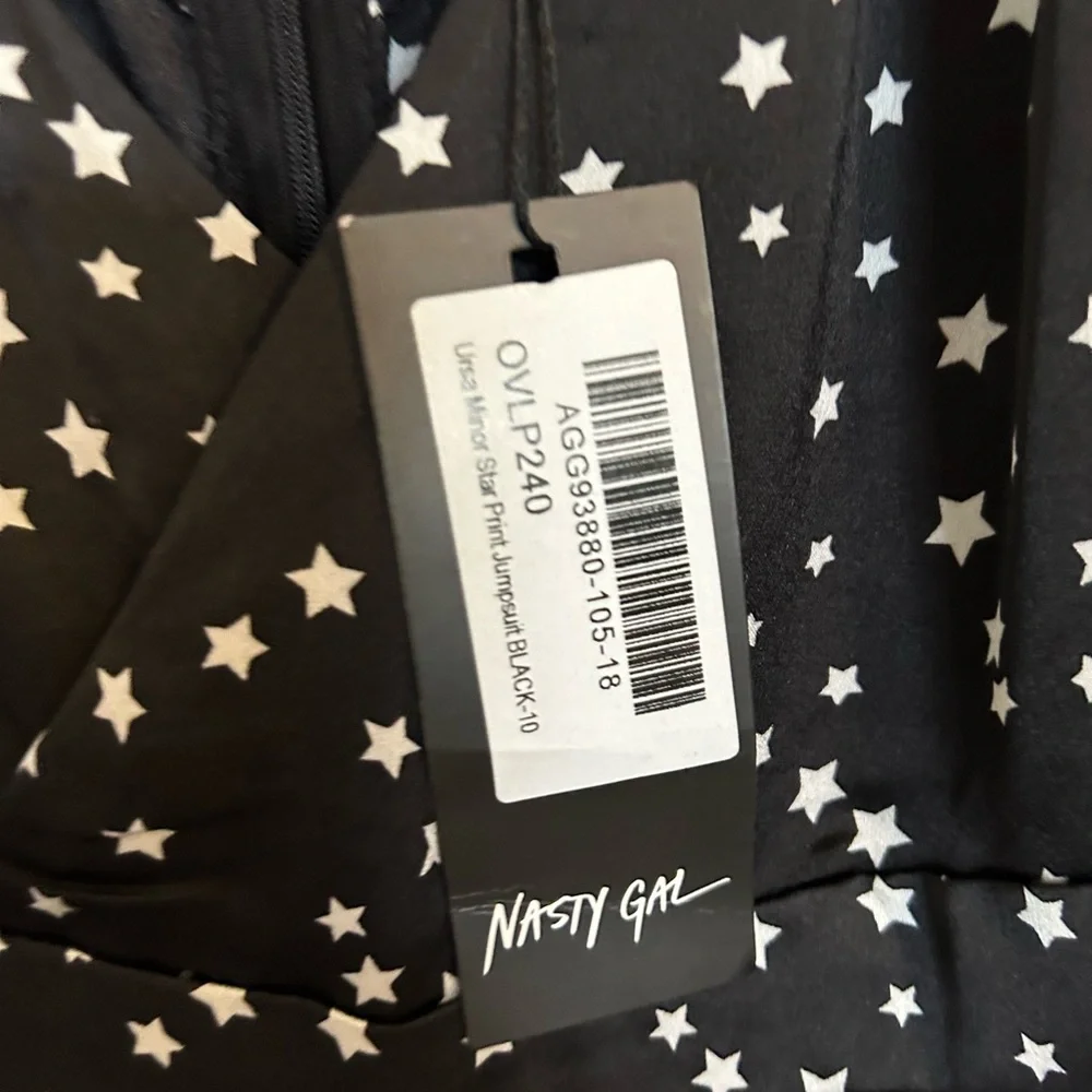 NWT Nasty Gal Novelty Star Black & White Jumpsuit Size 6 - Picture 6 of 14